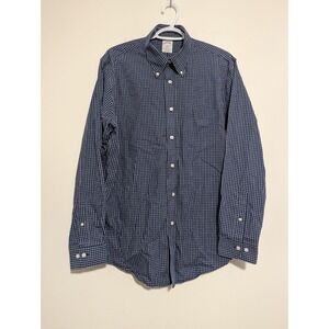 Brooks Brothers 1818 Regent Dress Shirt Polo Mens Large Button Down Blue White
